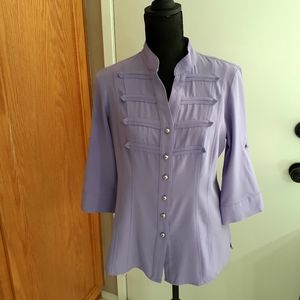 VINTAGE KATHY CHE Asian Inspired Split Neck Tunic Top S